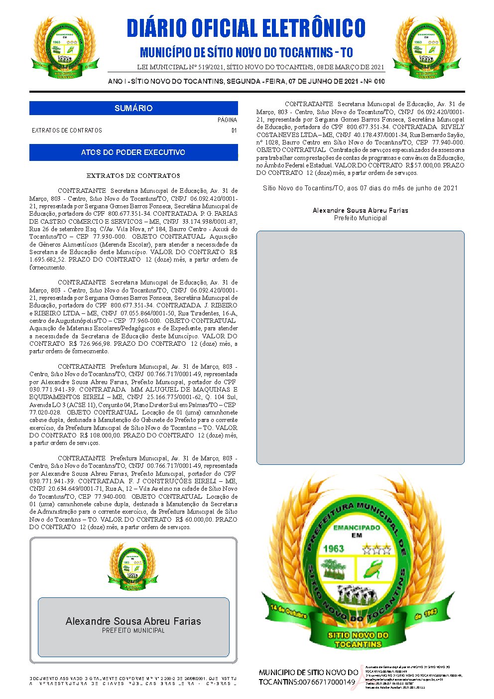 Diário Oficial - Edição 010