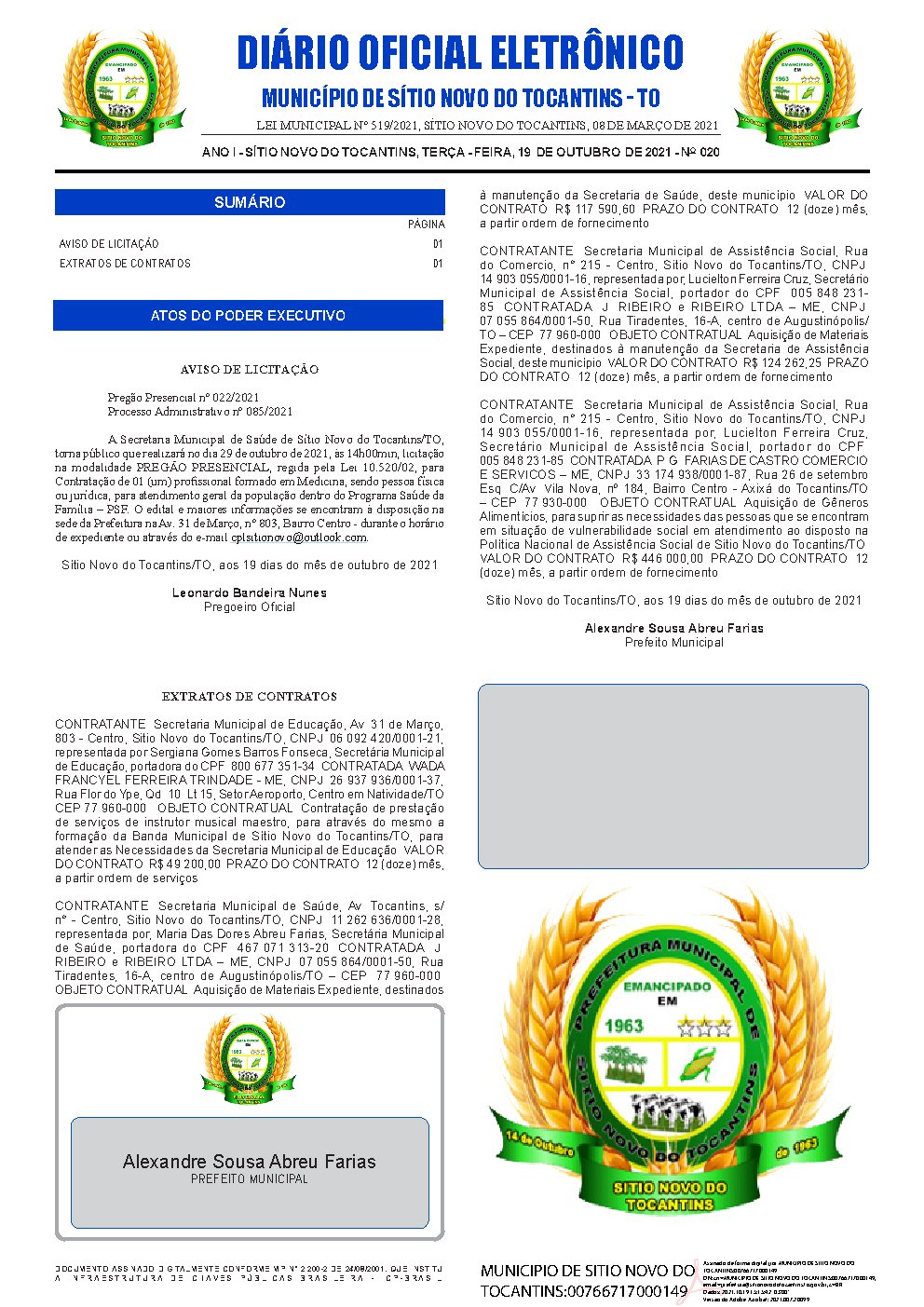 Diário Oficial - Edição 020