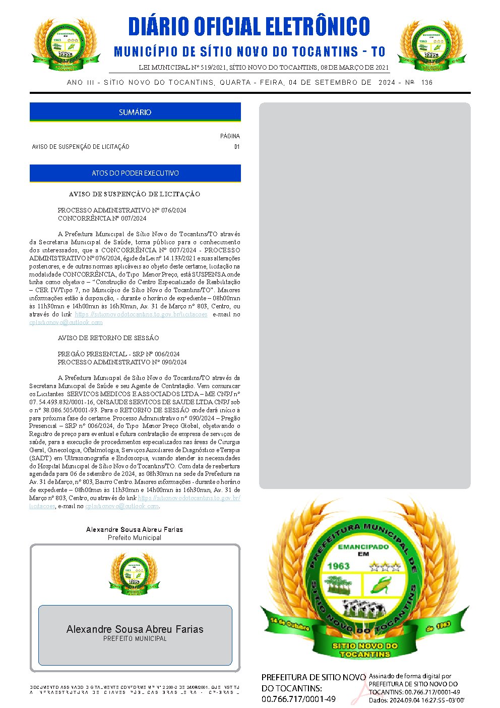 Diário Oficial - Edição 136